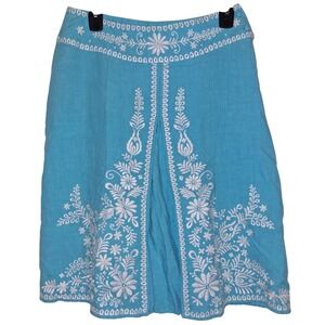 Women's Size‎ 6 100% Linen Embroidered Pastel Beaded Boho Festival Cottagecore